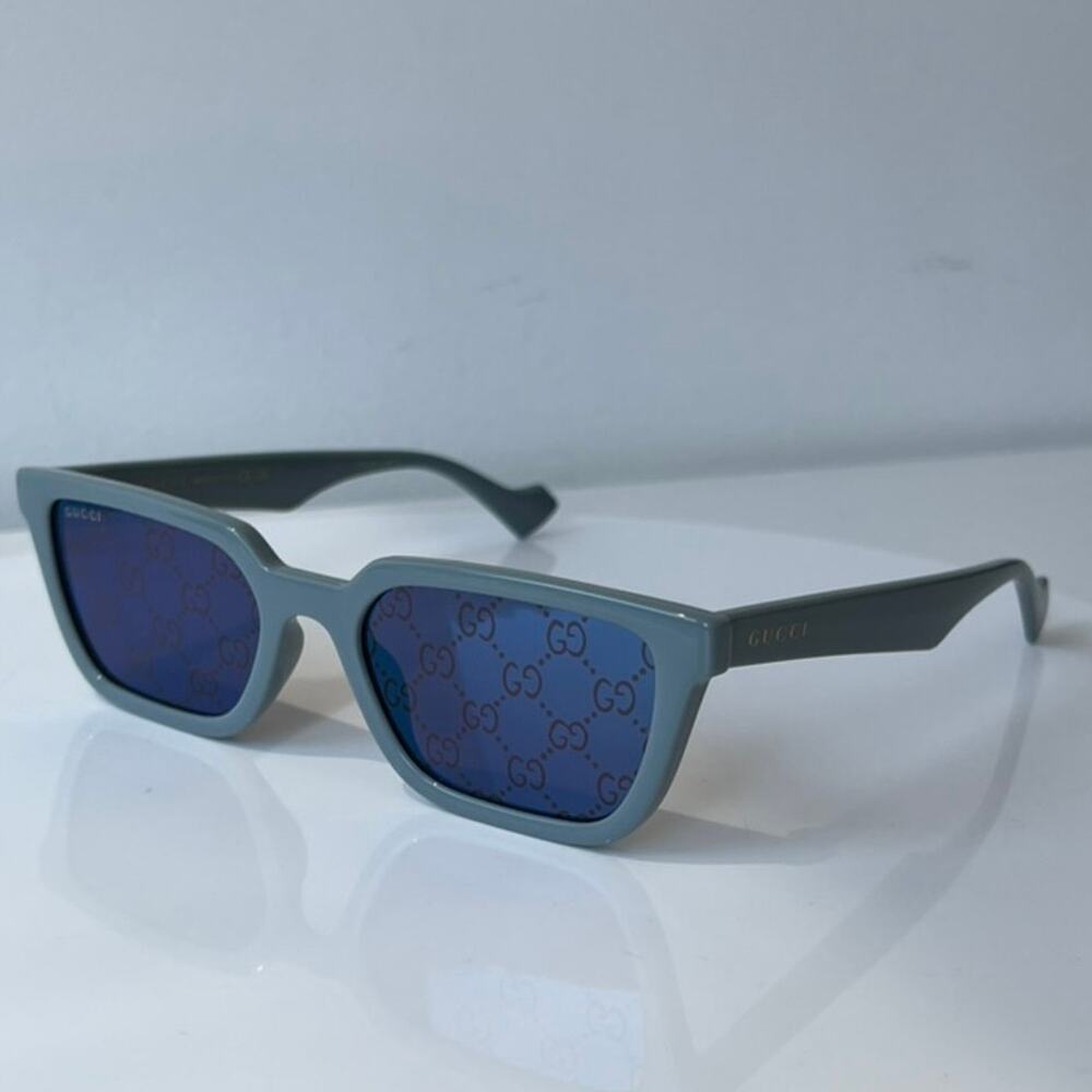 NEW Gucci GG1539S Blue Logo Mirror Unisex Sunglasses